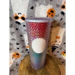 Starbucks Iridescent Studded Cold Cup Tumbler 24oz w/ Lid & Straw New